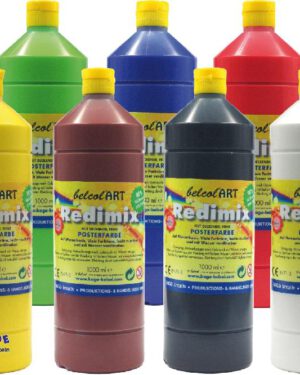 belcolART Redimix 1000ml grün ÖKO-Malfarbe in Premium-Qualität ... belcolART Redimix ist eine fertige, sehr feine wasserverdünnbare Malfarbe. Sie ist ideal für flächiges Malen im Kindergarten, der Schule und Freizeit. Die pastösen Farben sind beliebig untereinander mischbar, sehr gut deckend, ergiebig, farbbrillant und lichtecht. Zum Bemalen eignen sich alle saugenden Untergründe. belcolART Redimix ist eine ÖKO-Malfarbe in Premium-Qualität aus 98% natürlichen Inhaltsstoffen.
