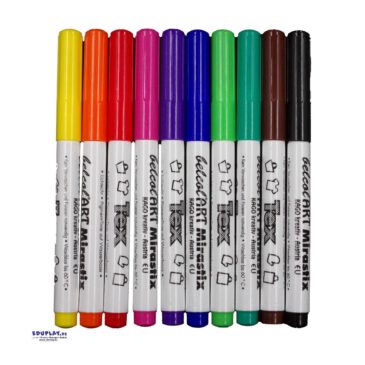 belcolART Stoffmalstifte Mirastix Tex 10 Stück in 10 Farben Kreative Gestaltung auf Textilien ... Die belcolART Stoffmalstifte ermöglichen farbenfrohes Gestalten auf Textilien und anderen Oberflächen wie Kunststoff. Mit ihrer speziellen pinselartigen Spitze gelingen präzise Linien und flächige Designs gleichermaßen. Die unbedenkliche, permanente Tinte wird durch einmaliges Bügeln fixiert und bleibt waschmaschinenfest bis 40 °C. Ideal für kreative Projekte wie T-Shirts, Taschen oder Dekorationen. Set: 10 leuchtende Farben.
