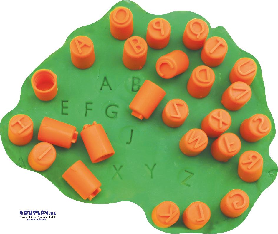 Fingerstempel ABC Großbuchstaben Worte und Zahlen stempeln ... Die Fingerstempel sind ein tolles Werkzeug für Kinder, um spielerisch erste Schritte in der Schrift- und Zahlenwelt zu machen und sich dann langsam zu steigern: dass der Buchstabe richtig herum steht, die Motive gleichmäßig tief in die Modelliermasse eingedrückt werden, auf einer Schriftlinie stehen und die Abstände zwischen Buchstaben und Wörtern ausgeglichen sind. Die Buchstabenstempel sind prima für kreative Projekte wie Namensschilder. Die Stempel haben verschiedene Farben - so lassen sich Zahlen, Klein- und Großbuchstaben leicht erkennen und sortieren.